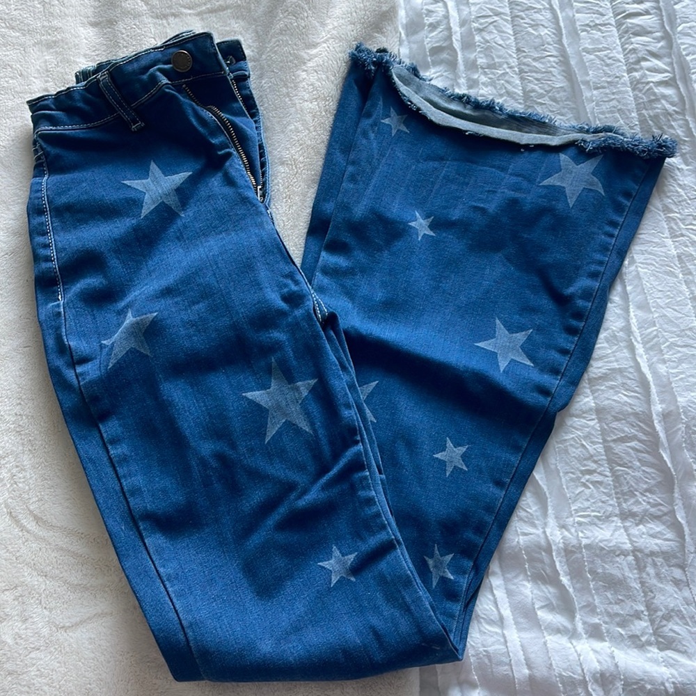 Nasty Gal star print bell bottom jeans